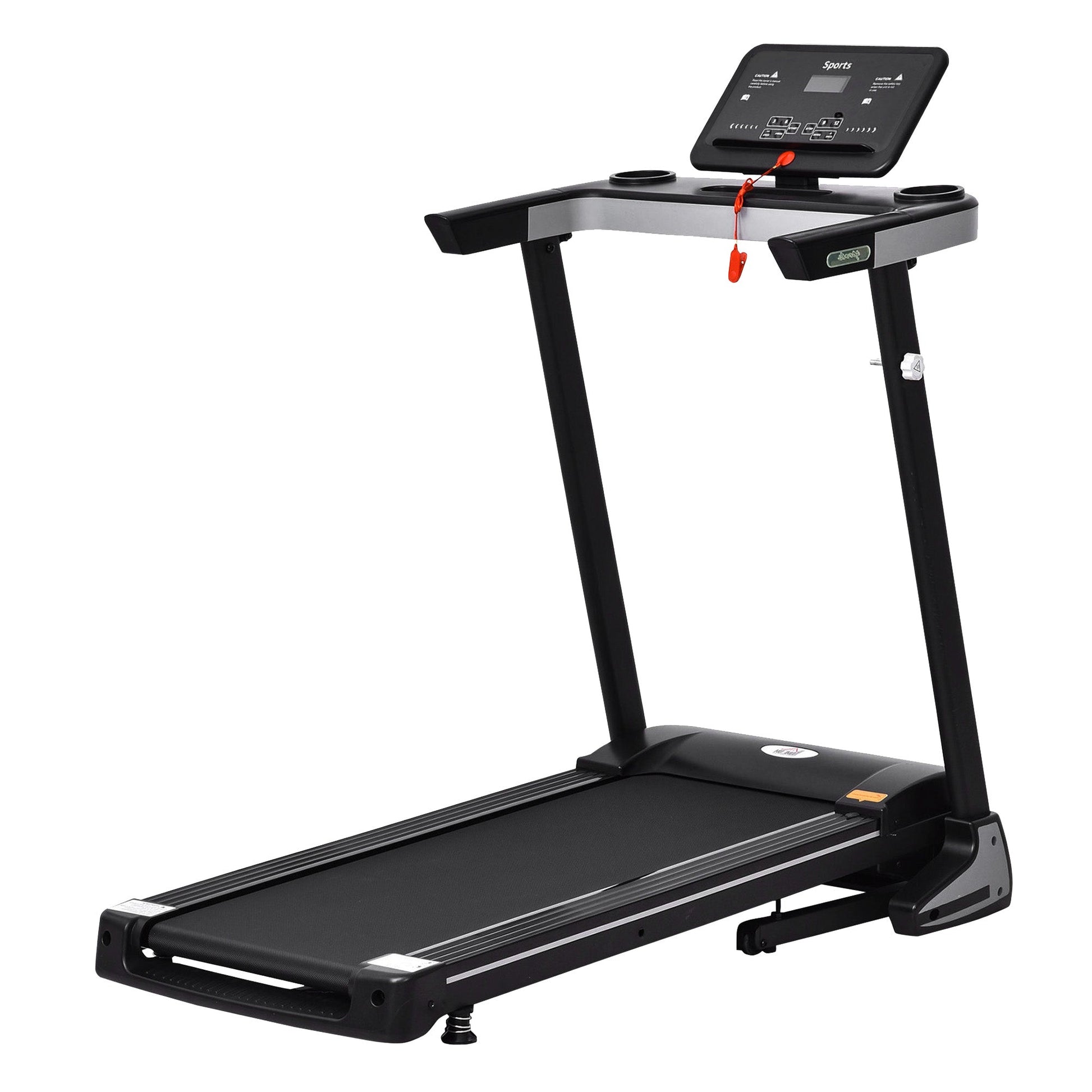 Folding Treadmill for Home Motorised Running Machine w/ LCD Display Black-0