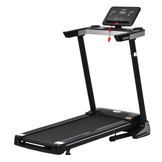 Folding Treadmill for Home Motorised Running Machine w/ LCD Display Black-0
